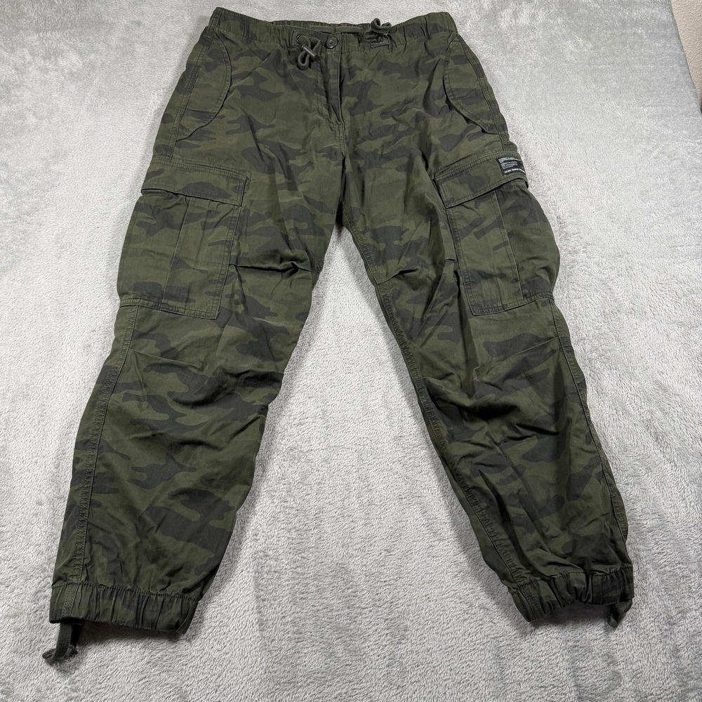 Superdry Cargo Pants Mens 30 Green Woodland Camo Jogger Military Paratrooper